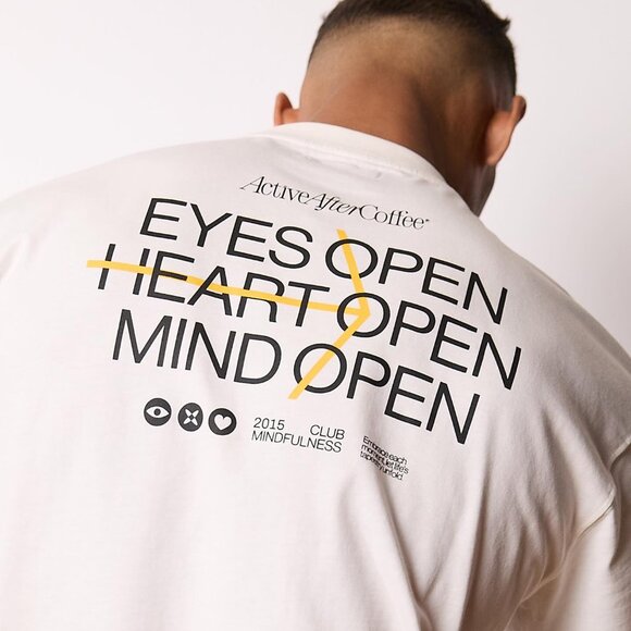 Active After Coffee Eye Heart Open Mindful Tee New - Picture 2 of 14